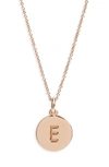 Kate Spade Rose Gold-tone Initial Disc Pendant Necklace, 18" + 2 1/2" Extender In E/ Rose Gold