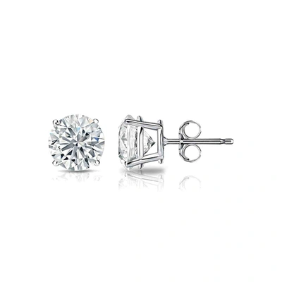 Diana M. 14k White Gold 1.00ct. Center Stone Diamond Stud Earrings In Silver