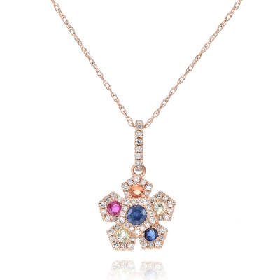 Diana M. 14k Rose Gold Flower Multi Stone Necklace