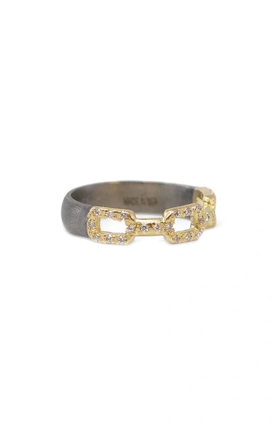 Armenta 18k Yellow Gold And Smooth Silver Ring With White Diamonds