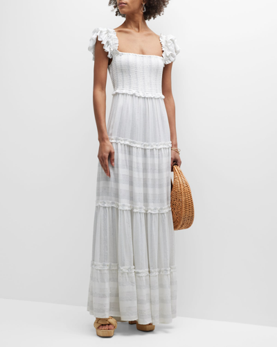 Pq Swim Victoria Sequin-embellished Striped Maxi Dress In Water Lily
