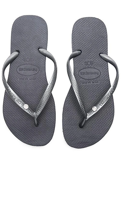 Havaianas Slim Crystal Glamour Sw Sandal In Charcoal