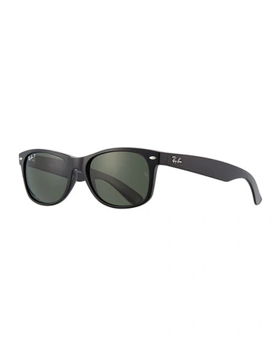 Ray Ban 'new Wayfarer' 55mm Polarized Sunglasses - Black/ Green P In Black Polarized