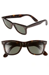 Ray Ban 'classic Wayfarer' 50mm Polarized Sunglasses - Tortoise/ Green P In Dark Tortoise