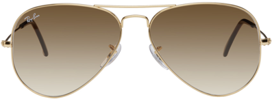 Ray Ban Aviator Chromance Sunglasses Legend Gold Frame Brown Lenses Polarized 62-14 In Gold Matte/brown