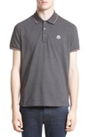 Moncler Tipped Piqu&eacute; Polo Shirt In Medium Grey