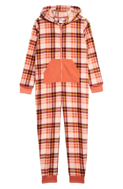 Tucker + Tate Kids' One-piece Hooded Playsuit In Rust Sienna- Pink Plaid