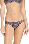 Hanky Panky Cross-dyed Signature Lace Low-rise Thong In Navy/ Pink