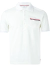 Thom Browne Short Sleeve Polo Shirt In White Cotton Pique