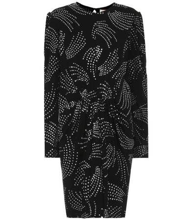 Saint Laurent Glitter-embellished Minidress In Black