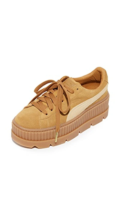Puma Cleated Suede Creeper Sneakers In Brown
