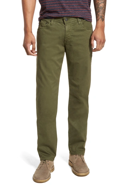 Ag Graduate Tapered Fit Twill Pants In Sulfur Climbing Ivy