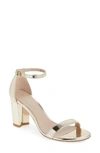 Stuart Weitzman Nearlynude Ankle Strap Sandal In Pale Gold Glass