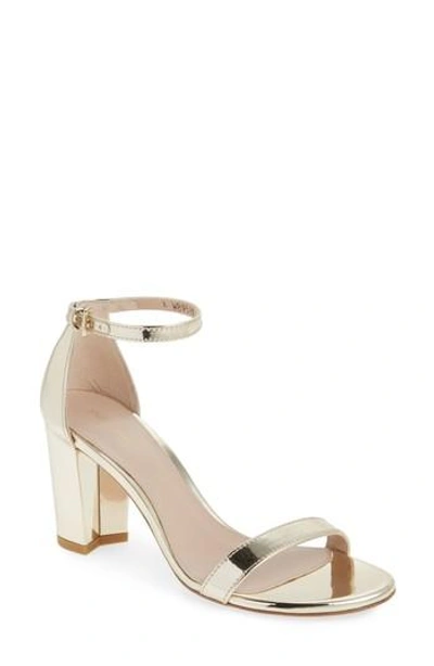 Stuart Weitzman Nearlynude Ankle Strap Sandal In Pale Gold Glass