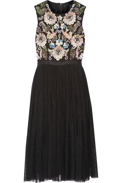 Needle & Thread Embellished Tulle Fit & Flare Dress In Black | ModeSens