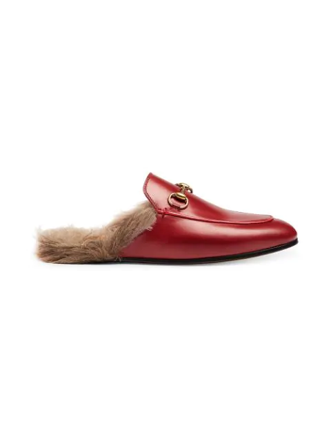 Gucci Princetown Leather Slippers In Hibiscus Red Leather | ModeSens