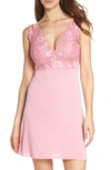 Natori Zen Floral-trim Chemise In Hibicus Pink