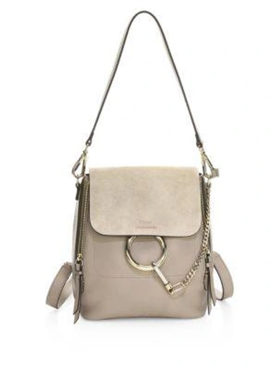 Chloé Small Faye Leather & Suede Backpack In Mott