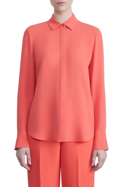 Lafayette 148 Scottie Silk Blouse In Stamped Poppy