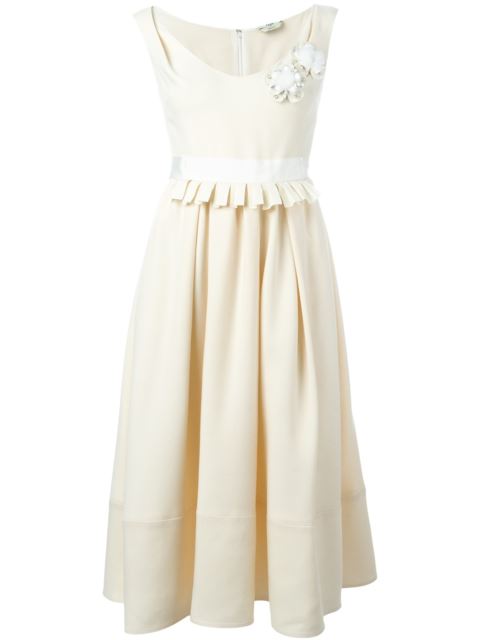 Fendi Seidenkleid Mit Blumenapplikationen - Weiß In White | ModeSens