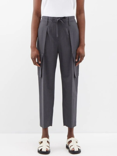 Brunello Cucinelli Pleated Cropped Wool-blend Trousers In Lignite