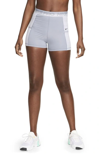 Nike Women's  Pro High-waisted 3" Training Shorts With Pockets In Indigo Haze/ Oxygen Purple