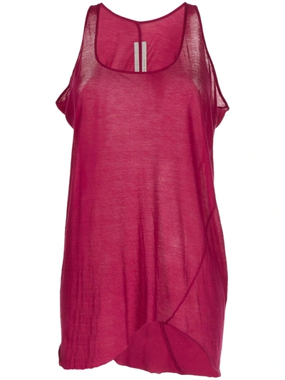 Rick Owens Raw-cut Asymmetric Tank Top In Fuchsia