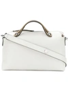 Fendi 'medium By The Way' Calfskin Leather Shoulder Bag With Genuine Snakeskin Trim - White In Ice