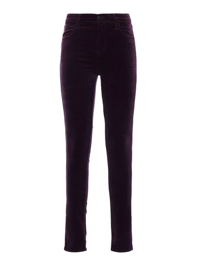 J Brand Maria Velvet Skinny Trousers In Dark Purple