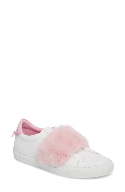 Givenchy Urban Street Slip-on Sneaker With Genuine Mink Fur Trim In White Pink