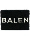 Balenciaga Black Shearling Logo Pouch