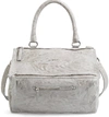 Givenchy 'medium Pepe Pandora' Leather Satchel - Grey In Pearl Grey