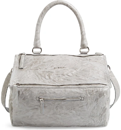 Givenchy 'medium Pepe Pandora' Leather Satchel - Grey In Pearl Grey