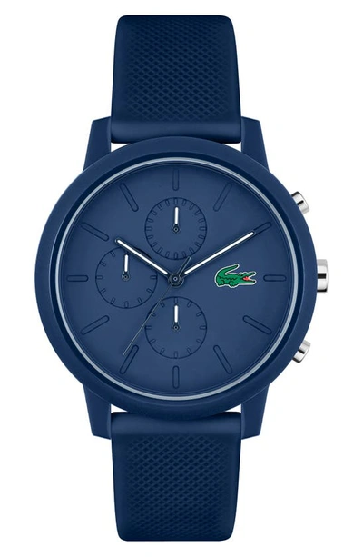 Lacoste 12.12 Chronograph Silicone Strap Watch, 44mm In Navy