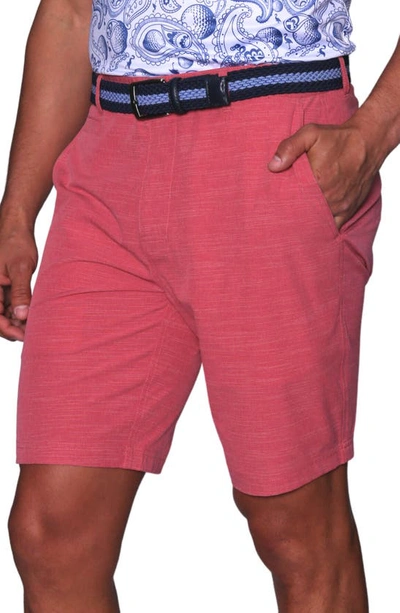 Tailorbyrd Textured Performance Shorts In Nantucket Red