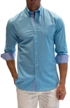 Tailorbyrd Regular Fit Gingham Stretch Cotton Button-down Shirt In Teal
