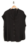 T Tahari Airflow Camp Shirt In Black
