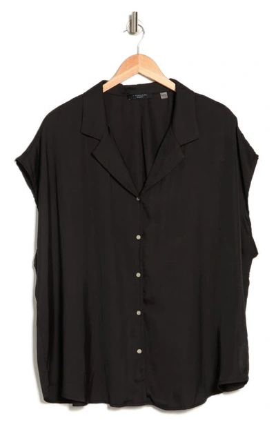 T Tahari Airflow Camp Shirt In Black