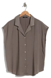 T Tahari Airflow Camp Shirt In Khaki Olive