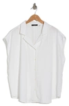 T Tahari Airflow Camp Shirt In Empire White