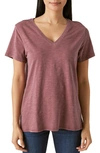 Lucky Brand Classic V-neck Cotton Blend T-shirt In Rose Brown