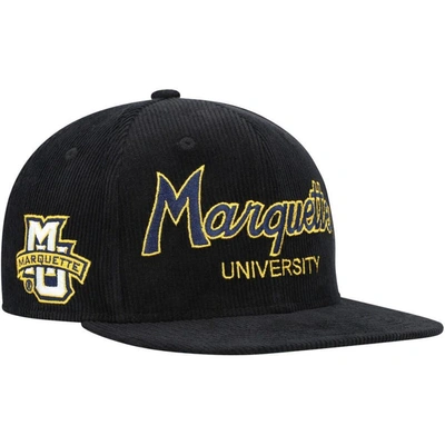 Mitchell & Ness Kids' Big Boys  Black Marquette Golden Eagles Corduroy Script Snapback Hat