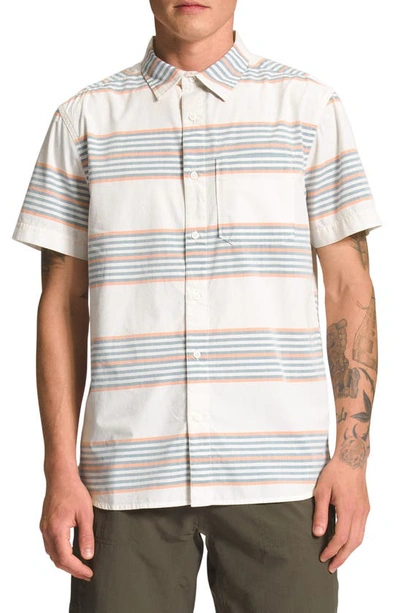 The North Face Baytrail Stripe Short Sleeve Button-up Shirt In Gardenia White Explore Stripe