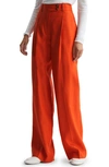 Reiss Hollie Creased High Waist Wide Leg Pants In Orange