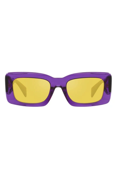 Versace 54mm Rectangular Sunglasses In Transparent Violet