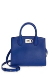 Ferragamo The Studio Box Leather Top Handle Bag In Lapis