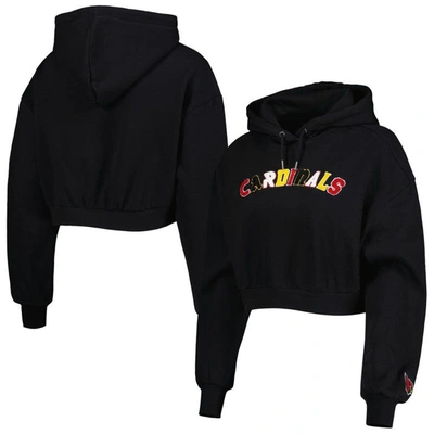 The Wild Collective Black Arizona Cardinals Cropped Pullover Hoodie