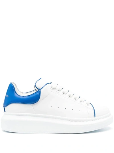 Alexander Mcqueen Oversize Sneakers With Blue Stitching In White