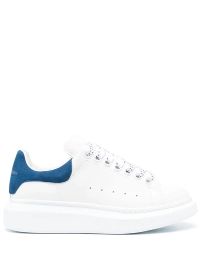 Alexander Mcqueen Oversize Sneakers With Blue Suede Spoiler In White
