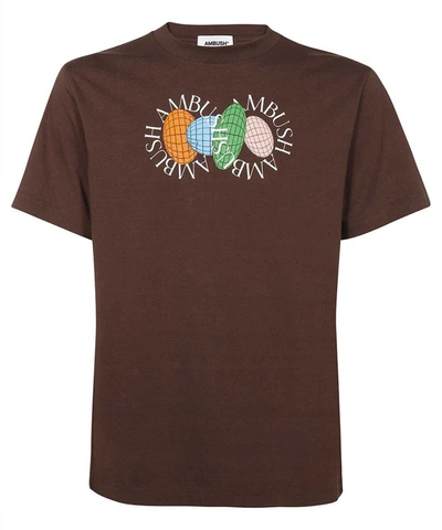 Ambush Printed Cotton T-shirt In Brown